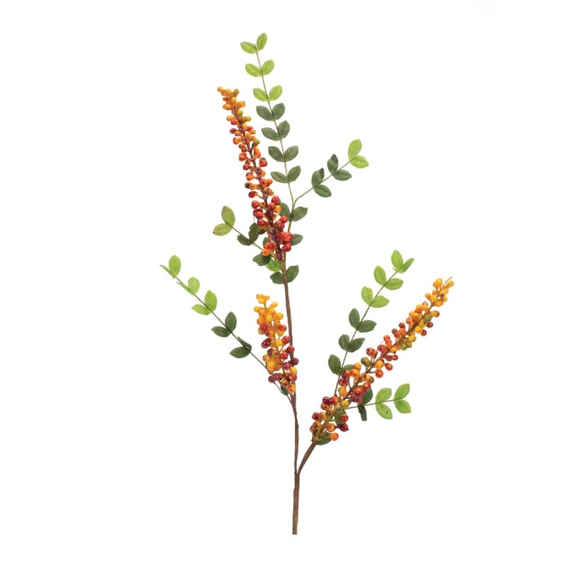 Orange Berry Foliage Spray (Set of 6) - Red, Orange, Green