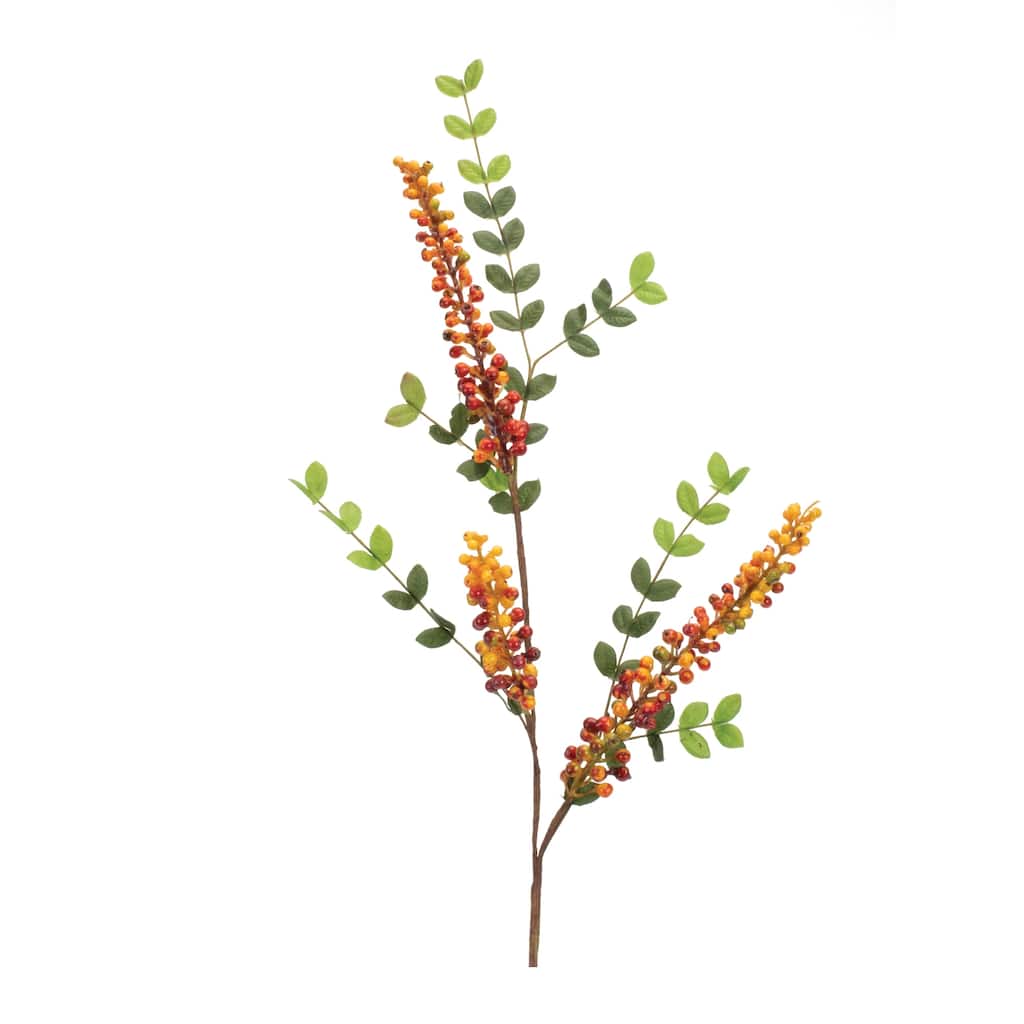 Orange Berry Foliage Spray (Set of 6) - Red, Orange, Green