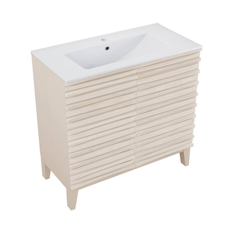 Cascade 30" Freestanding Bathroom Vanity In White Oak With Sink Top - 30