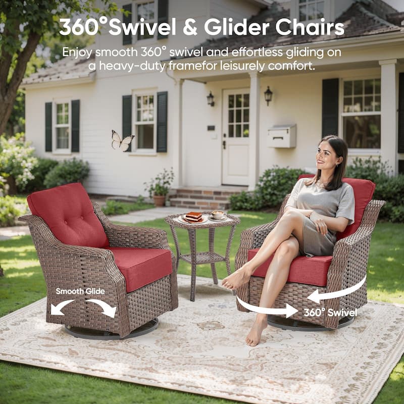 6PCS Outdoor Sofa Glider Chair with Ottoman