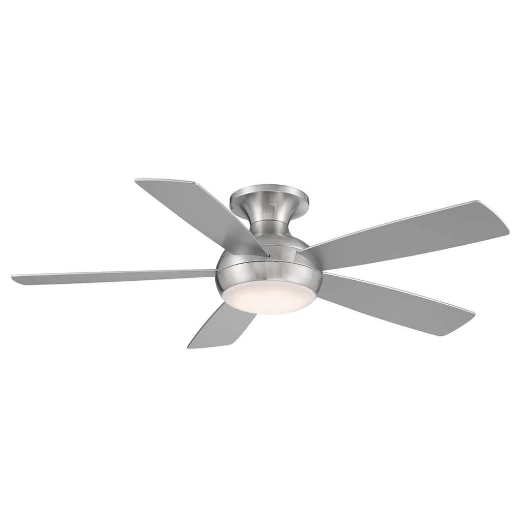 Odyssey Indoor and Outdoor 5-Blade Smart Compatible Flush Mount Ceiling Fan 52in with 3000K LED Light Kit and Remote Control