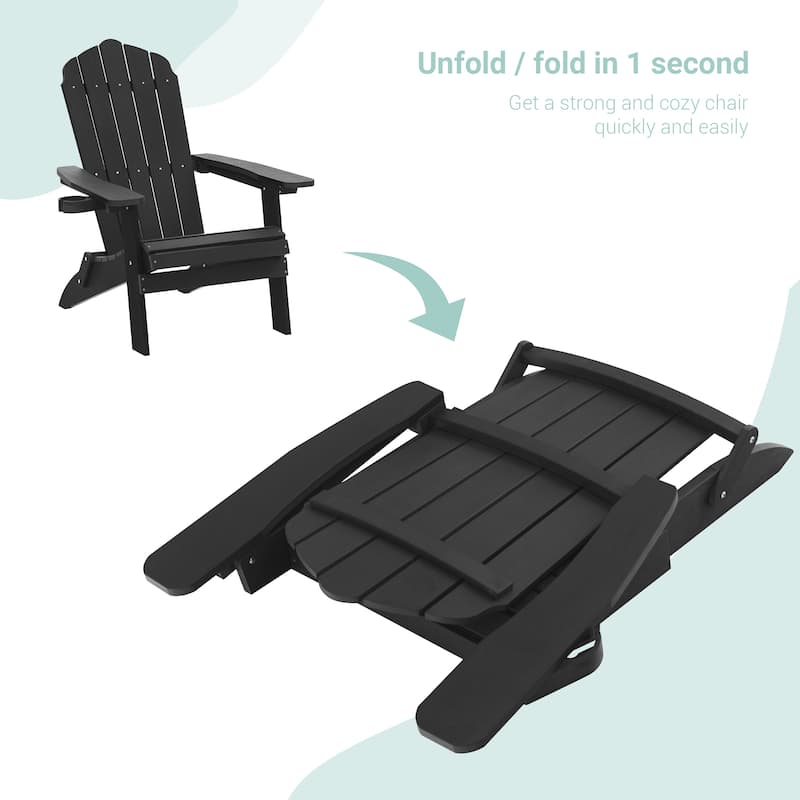 LIVOOSUN Outdoor Folding Adirondack Chair w/Cup Holder Set of 2 or 4