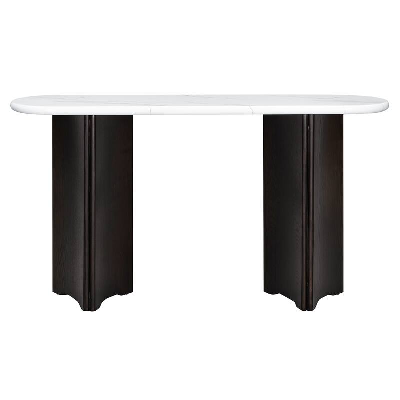 3-Tier Console Table, Storage Cabinet with Mirrored Doors and Acacia Wood Legs, Entryway Table with Open Storage Shelf