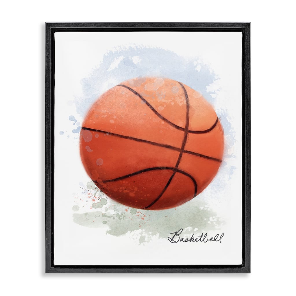 Stupell Soft Pastel Basketball Framed Floater Canvas Wall Art Design By Matthew Piotrowicz