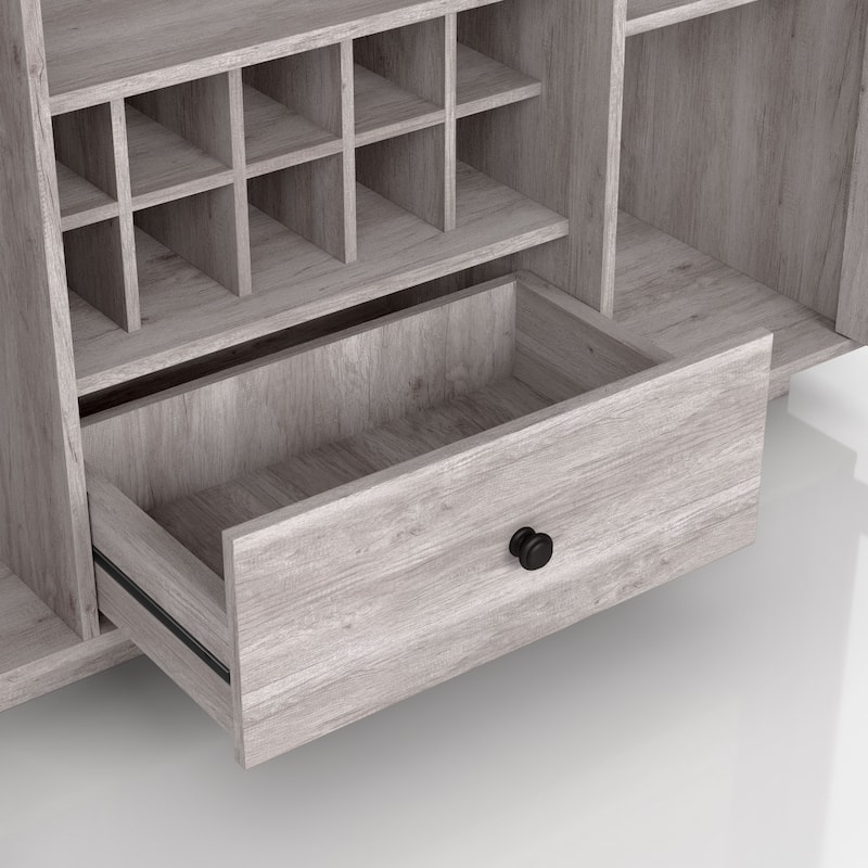 DH BASIC Traditional Coastal White 47-inch Glass-Door Wine Bar Cabinet by Denhour