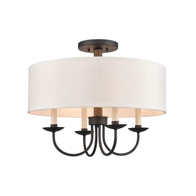 Elk Home Neville 20'' Wide 4-Light Semi Flush Mount - Charcoal Black