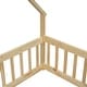 preview thumbnail 9 of 7, Full Size Wood House-Shaped Floor Bed with Fence and Guardrails, Natural