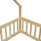 preview thumbnail 9 of 7, Kids Furniture Full Size Wood House-Shaped Floor Bed Kids Bed with Fence and Guardrails, Natural
