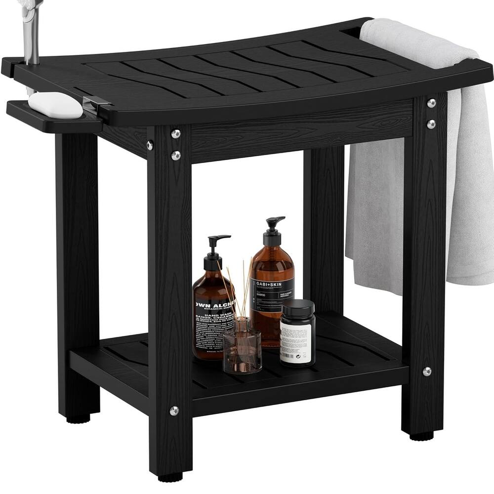 HIPS Shower Bench, 2 Tier Bathroom Chair Seat with Non-Slip Feet