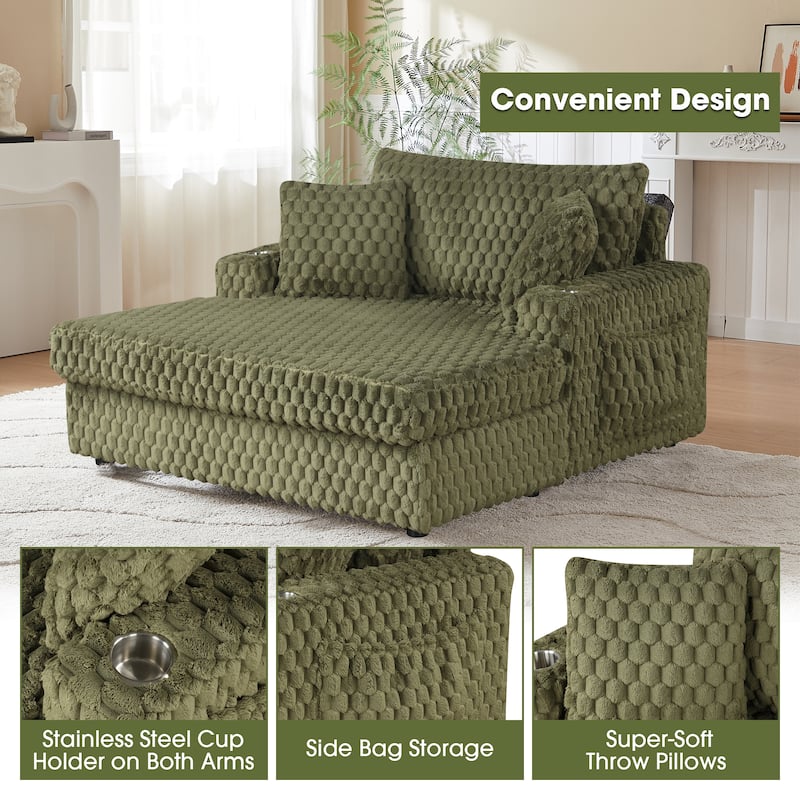 Modern Soft Indoor Chaise Lounge Couch Sofa Bed with Pillows