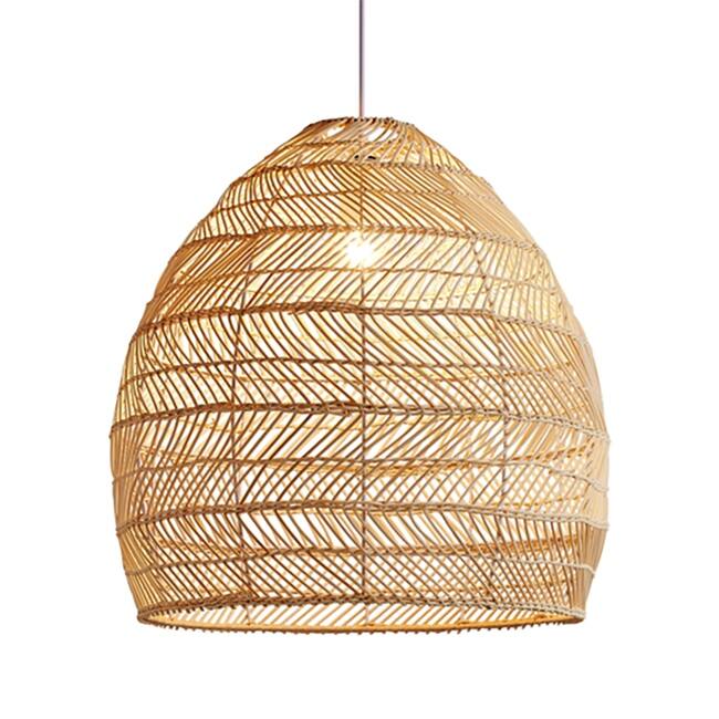 Natural Rattan Dome Pendant Light on Adjustable Cable - 14 x 14 x 14 inches