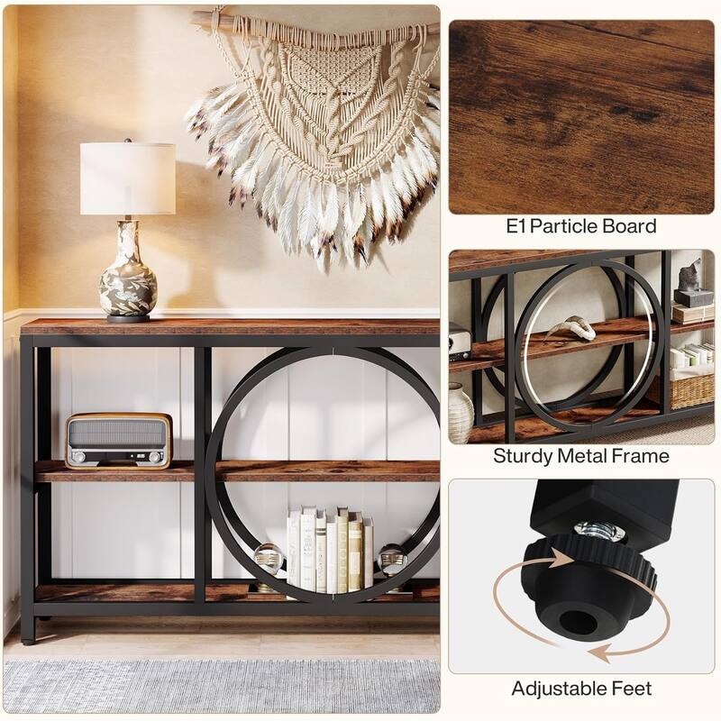 70.9" Extra Long Console Table Sofa Table Behind Couch with Wood Storage Shelves Metal Frame for Entryway/Living Room/Hallway