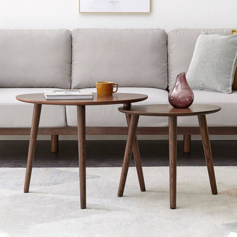 Center Table Low Table Solid Oak Wood Top Plate Desk Pebble Shaped Natural Wooden Coffee Table