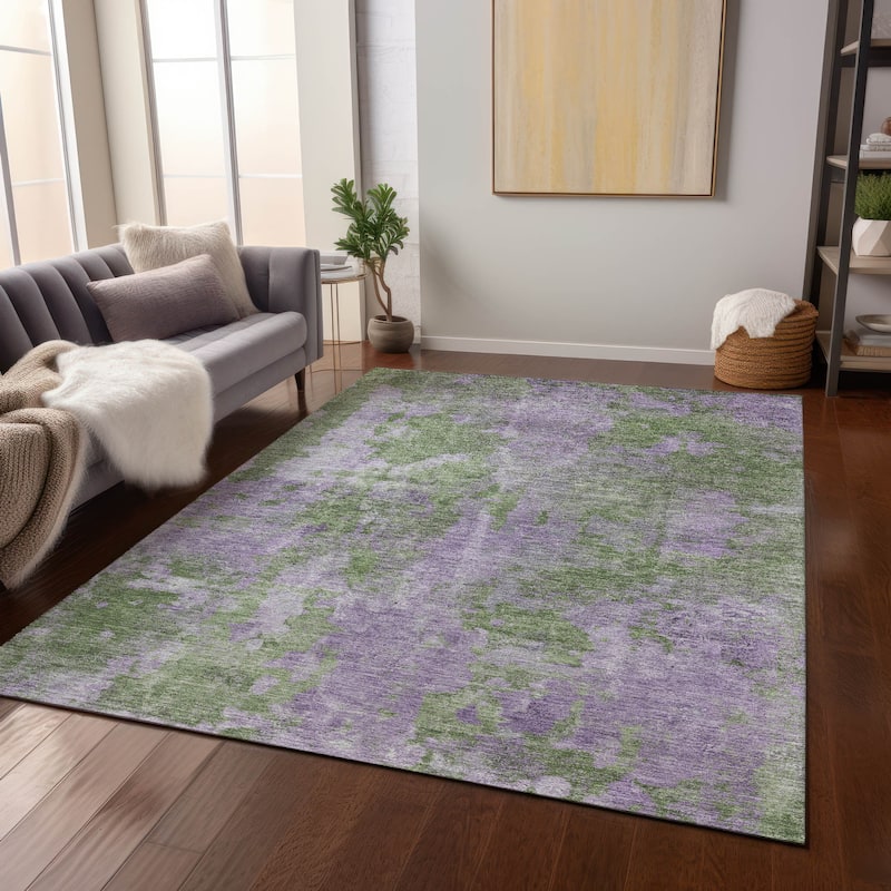 Machine Washable Indoor/ Outdoor Modern Ombre Chantille Rug