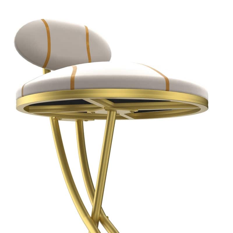 Round Bar Stools S-shaped Stripe Kitchen Stool Set of 2 Modern Velvet Upholstered Counter Chair for Dining Room