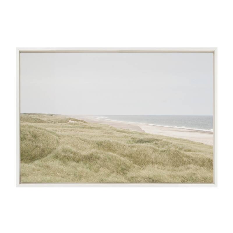 Kate and Laurel Sylvie Peaceful and Serene Coastal Landscape Framed Canvas by The Creative Bunch Studio