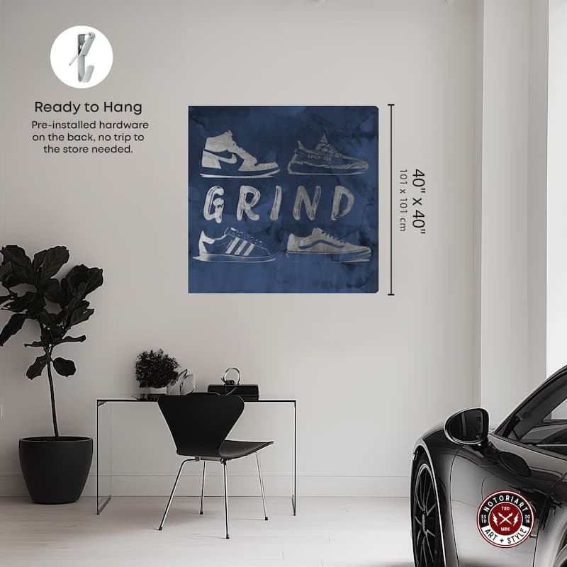 Notoriart Grind Sneakers Navy Gallery Wrapped Sneaker 1 Piece Canvas Wall Art