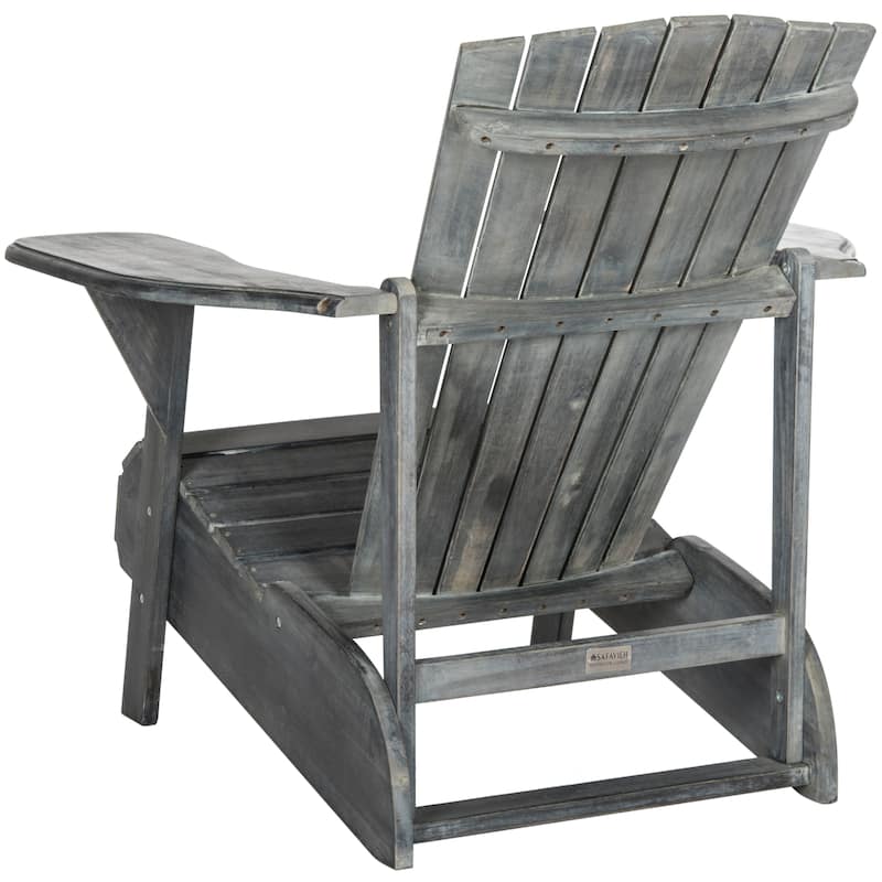 SAFAVIEH Outdoor Living Mopani Adirondack Ash Grey Acacia Wood Chair - 33.5" W x 37.4" D x 32.7" H