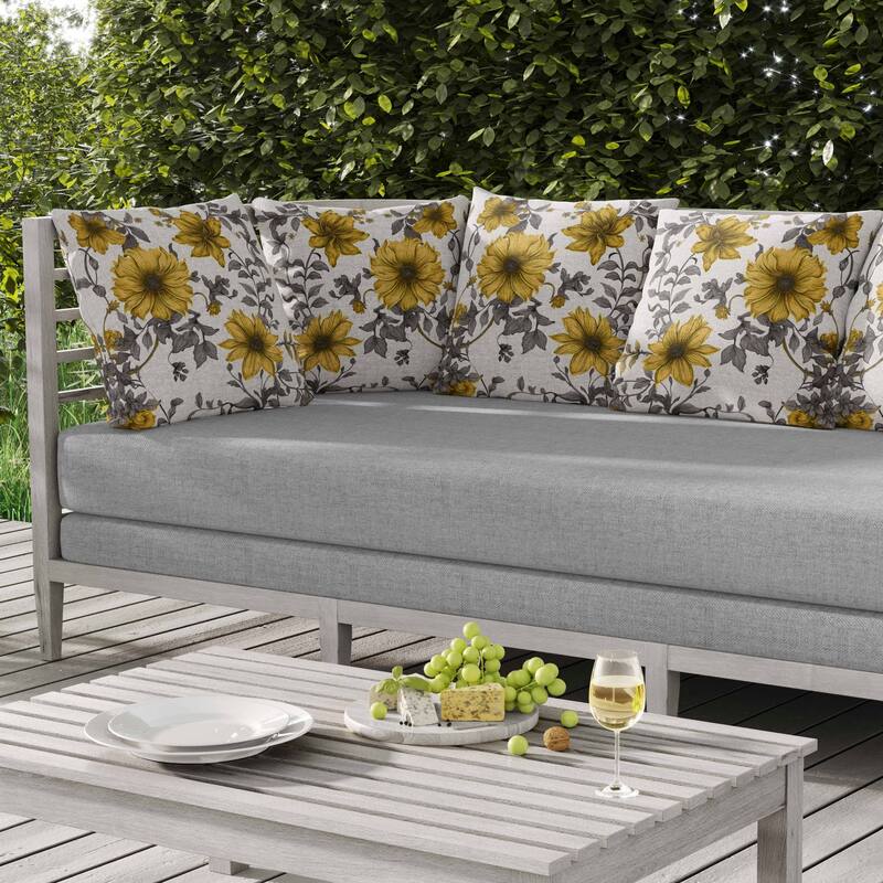 Harvest of Sunshine Indoor/Outdoor Reversible Throw Pillow Grey and Gold