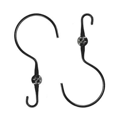 Achla Designs Set of 2 Double Ended Extender Hangers with Wide Hook, 12 Inch Tall, Black Powder Coat Finish