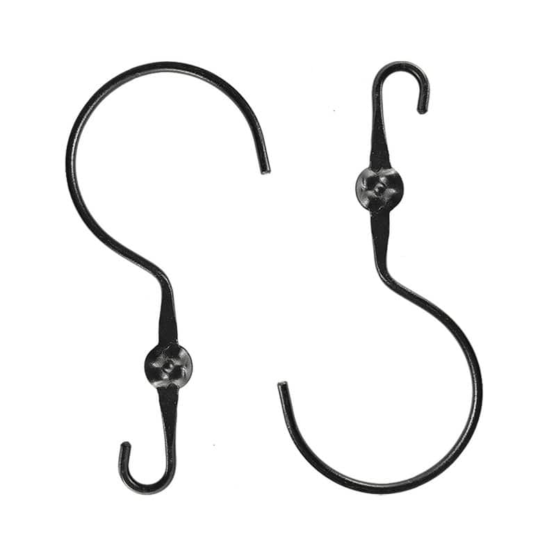 Achla Designs Set of 2 Double Ended Extender Hangers with Wide Hook, 12 Inch Tall, Black Powder Coat Finish