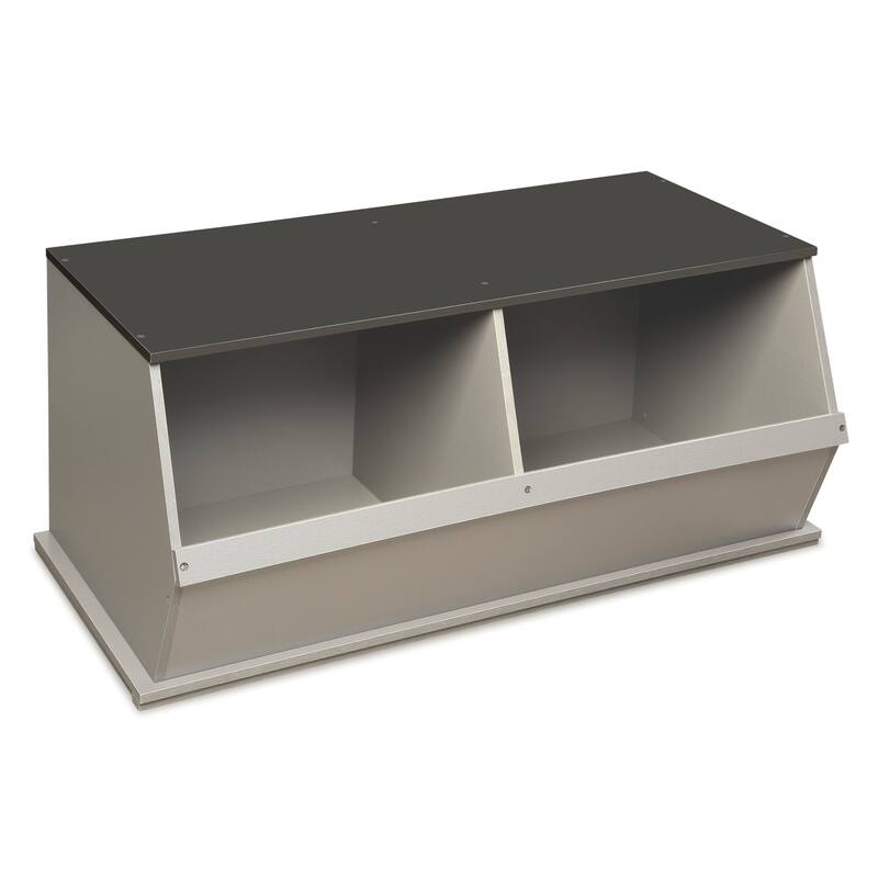 Taylor & Olive Lantana Two Bin Stackable Storage Cubby - Woodgrain/Gray