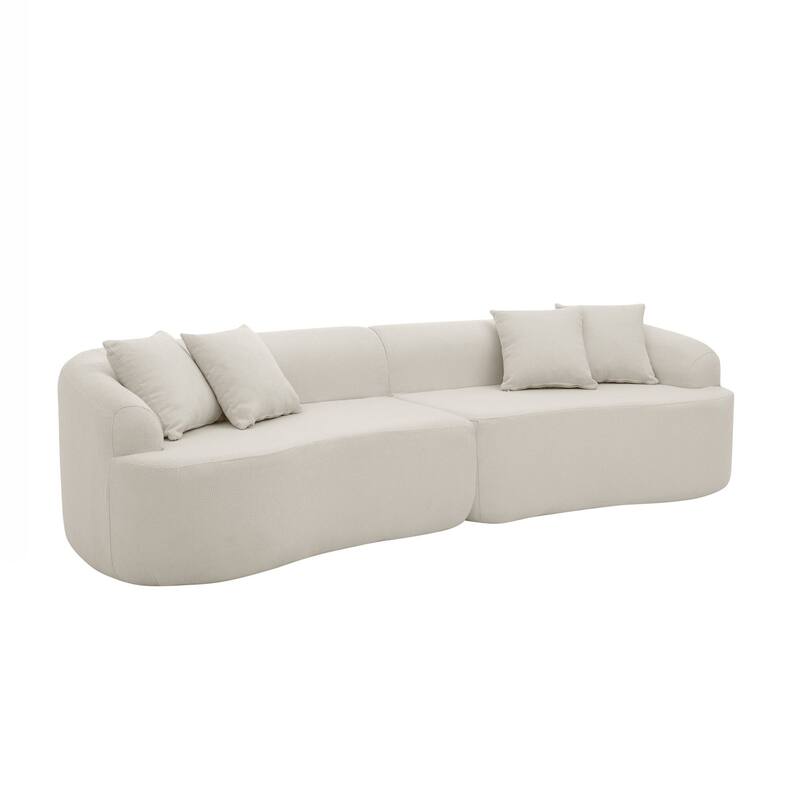 Curved Modular Sectional Sofa in Lamb's Wool Fabric, Modern Minimalist Style, Compressed (No Assembly Required)
