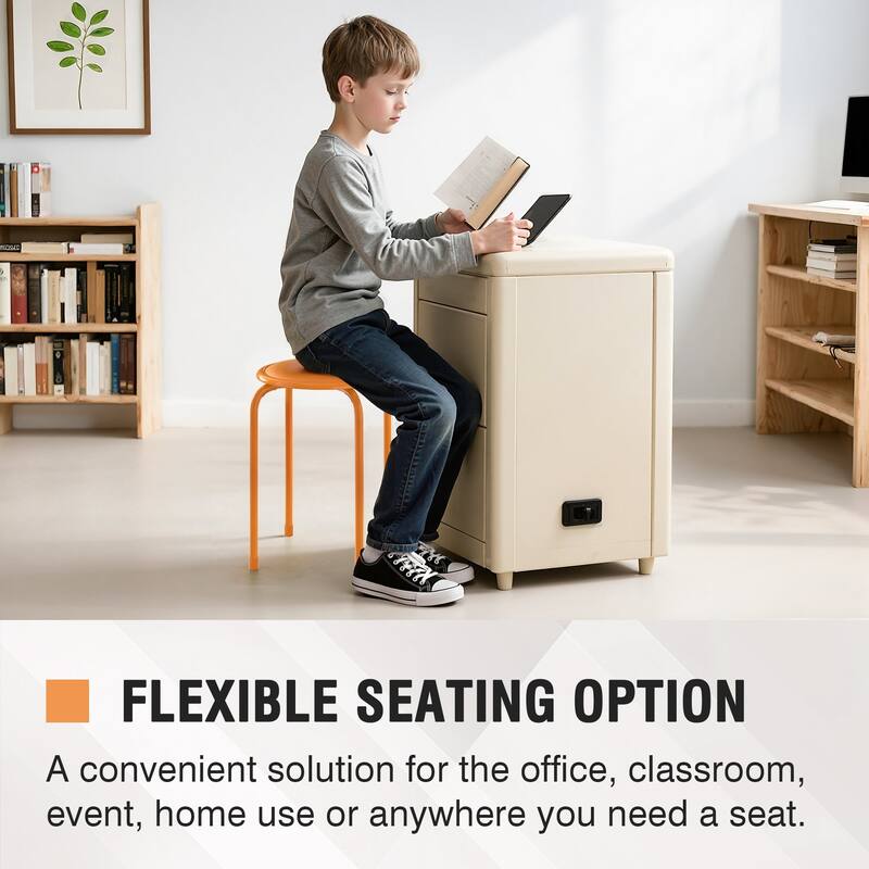 VECELO 6-Pack Stacking Stools for Living Room Backless Round Stools Set Indoor Outdoor Use with Metal Frame & Non-Slip Feet