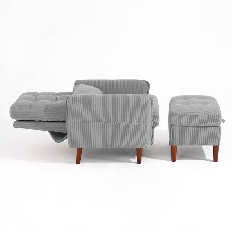Adjustable Backrest Lounge Accent Chair Set with Storage Ottoman