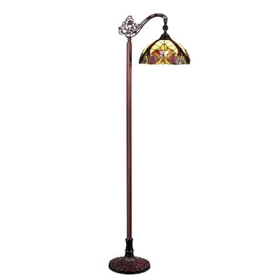 Tiffany-Style Victorian Design Dark Bronze Floor Lamp