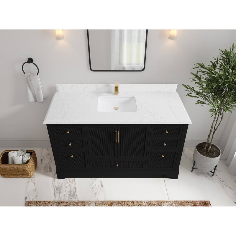 Willow Collections 60 in. W x 22 in. D Alys Single Sink Bathroom Vanity with Countertop - 1.5"Empira - Black