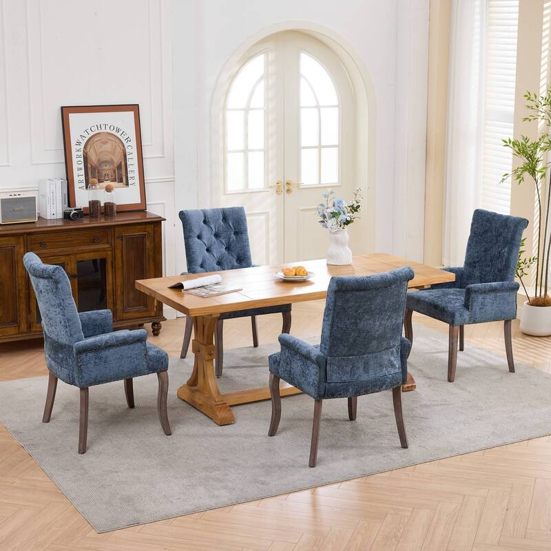 Roomfitters Upholstered Dining Chairs with Barrel Back and Wood Legs, Modern Accent Side Chairs for Living Room