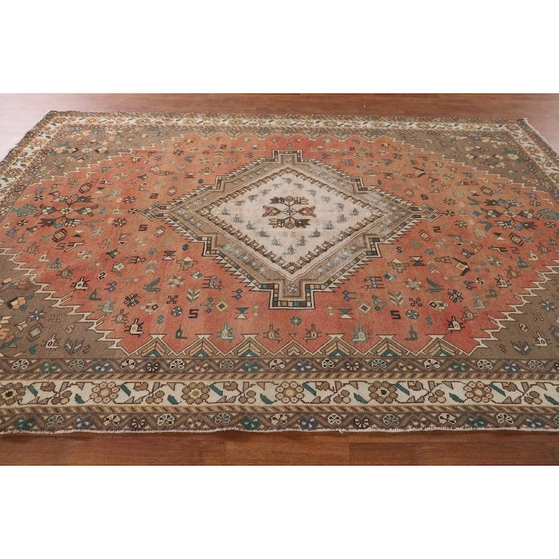 Tribal Bakhtiari Persian Vintage Area Rug Hand-Knotted Wool Carpet - 6'9"x 10'4"