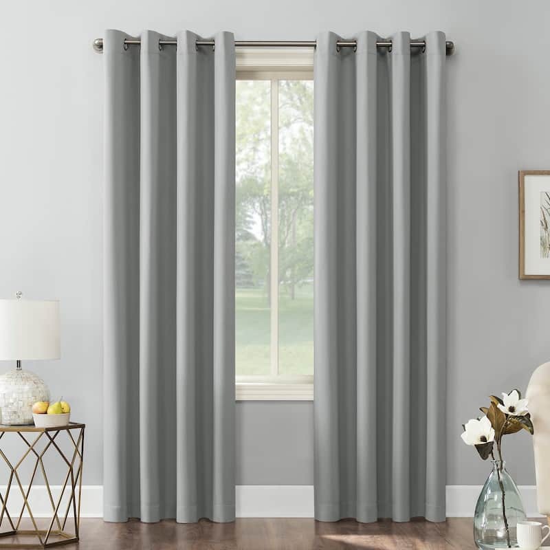 Sun Zero Hayden Energy Saving Blackout Grommet Curtain Panel - Single Panel - 54" x 95" - Silver Gray