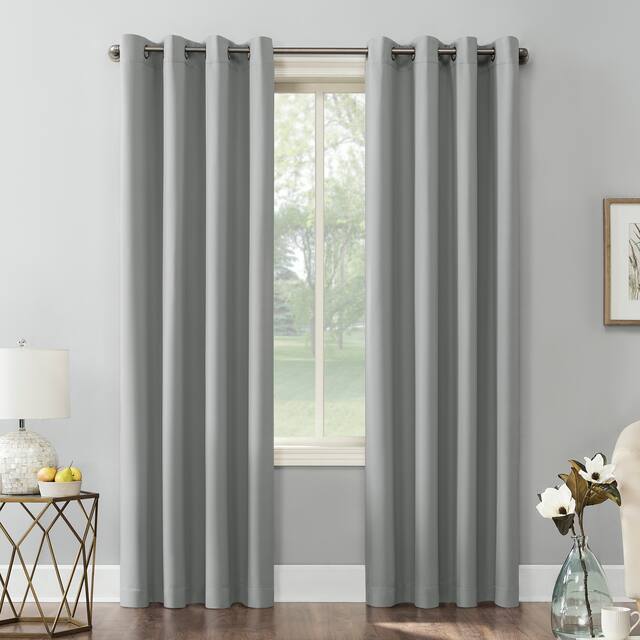Sun Zero Hayden Energy Saving Blackout Grommet Curtain Panel, Single Panel - 54 x 108 - Silver Gray