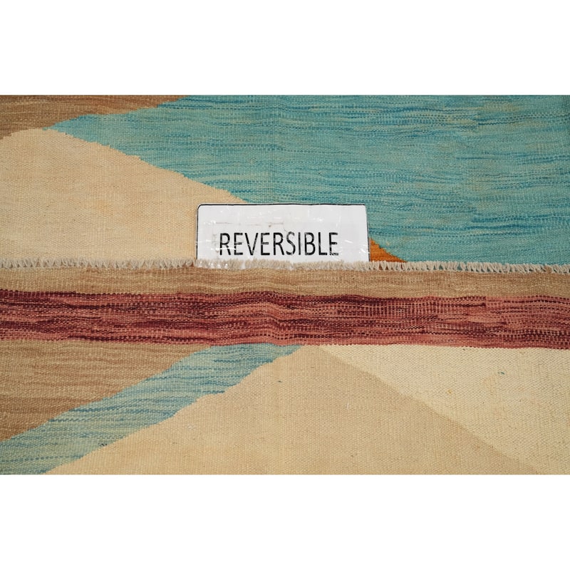 Hand Woven Oriental 100% Wool Carpet Southwestern Modern Multi-Colored Kilim Area Rug - 8' 10'' X 5' 9''