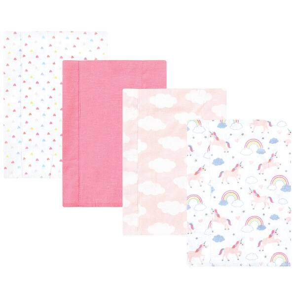 slide 1 of 1, Hudson Baby Infant Girl Cotton Flannel Burp Cloths, Unicorns Rainbows 4 Pack, One Size - Unicorns Rainbows 4 Pack - One Size One Size - Unicorns Rainbows 4 Pack