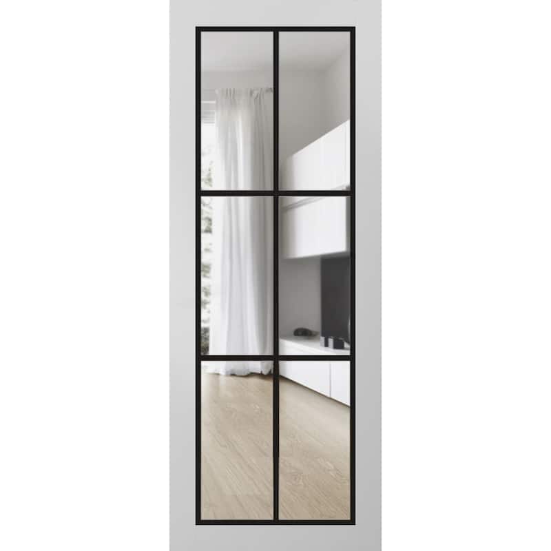 Slab Barn Door Panel 18x80 Lucia 2366 White Silk Sturdy Finished - White - 36" x 96"