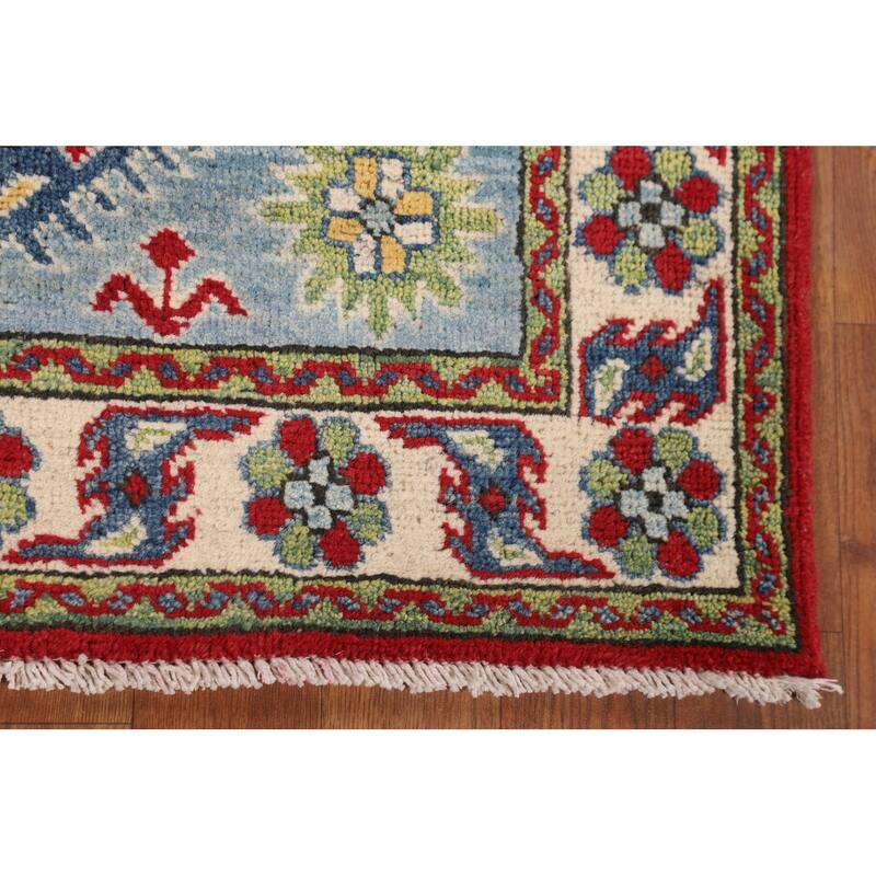 Light Blue Kazak Oriental Accent Rug Handmade Wool Carpet - 2'9" x 4'1"