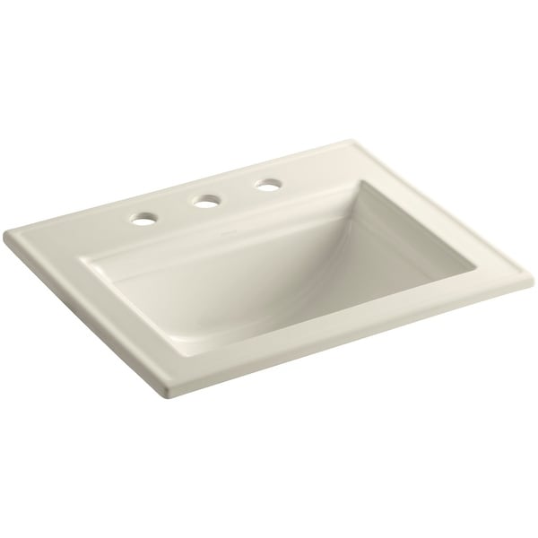 Kohler K-2337-8 Memoirs Stately 17" Drop In Bathroom Sink with 3 Holes Drilled and Overflow
