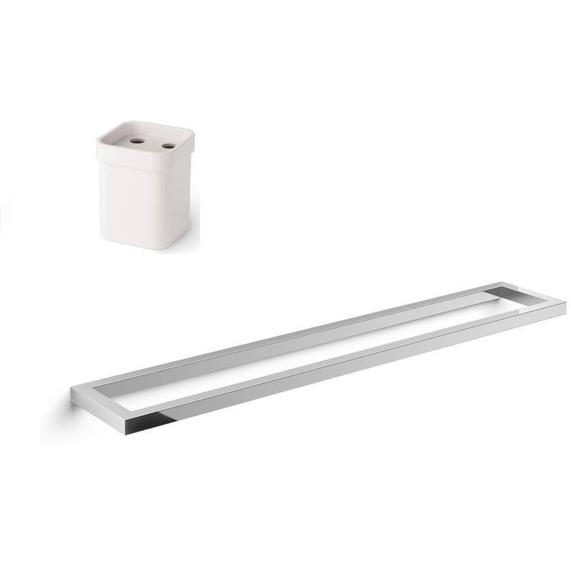 WS Bath Collections Gerla 22" Wall Mounted Towel Bar - Includes - Chromed Aluminum / White