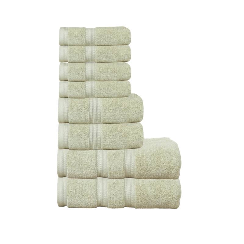 Home Weavers Elegance Essentials 550GSM Cotton Zero Twist Super Absorbent Bath Towel Set of 8 - 27"x54", 16"x24", 13"x13" - Green