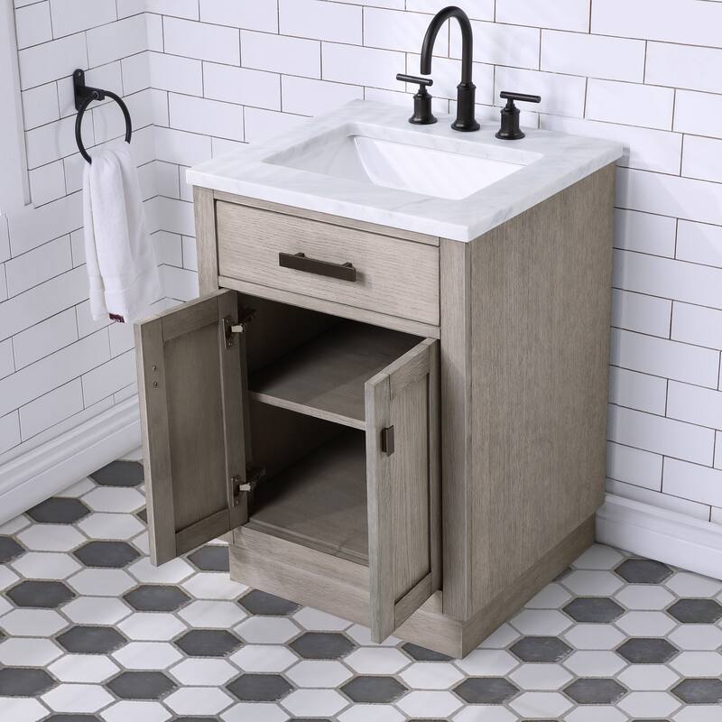 Chestnut 24" Single Bathroom Vanity Vanity with Mirror(s) and Faucet(s)