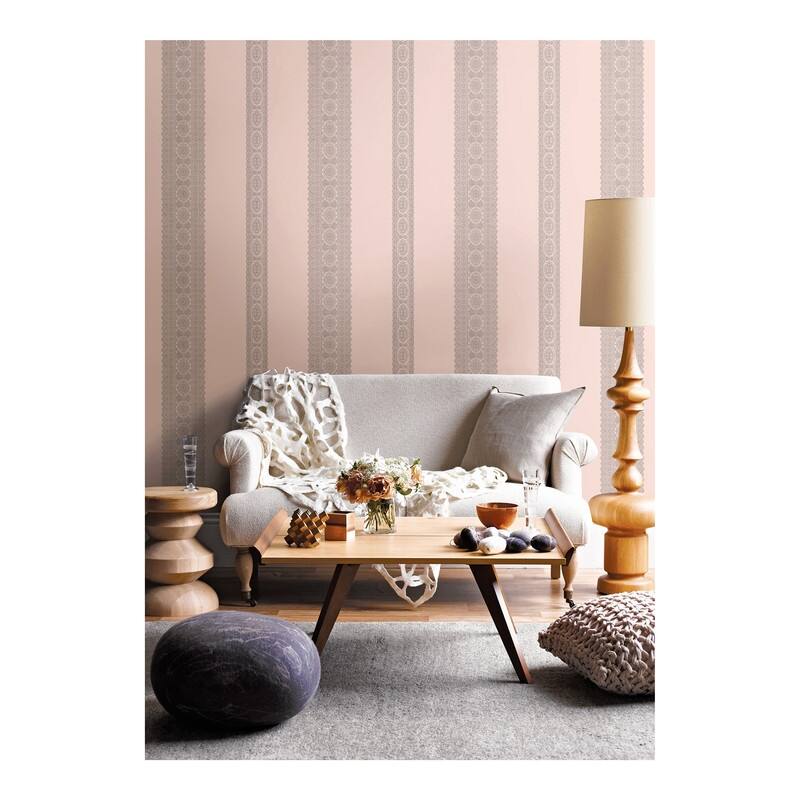 Brynn Grey Paisley Stripe Wallpaper - 20.5in x 396in x 0.025in