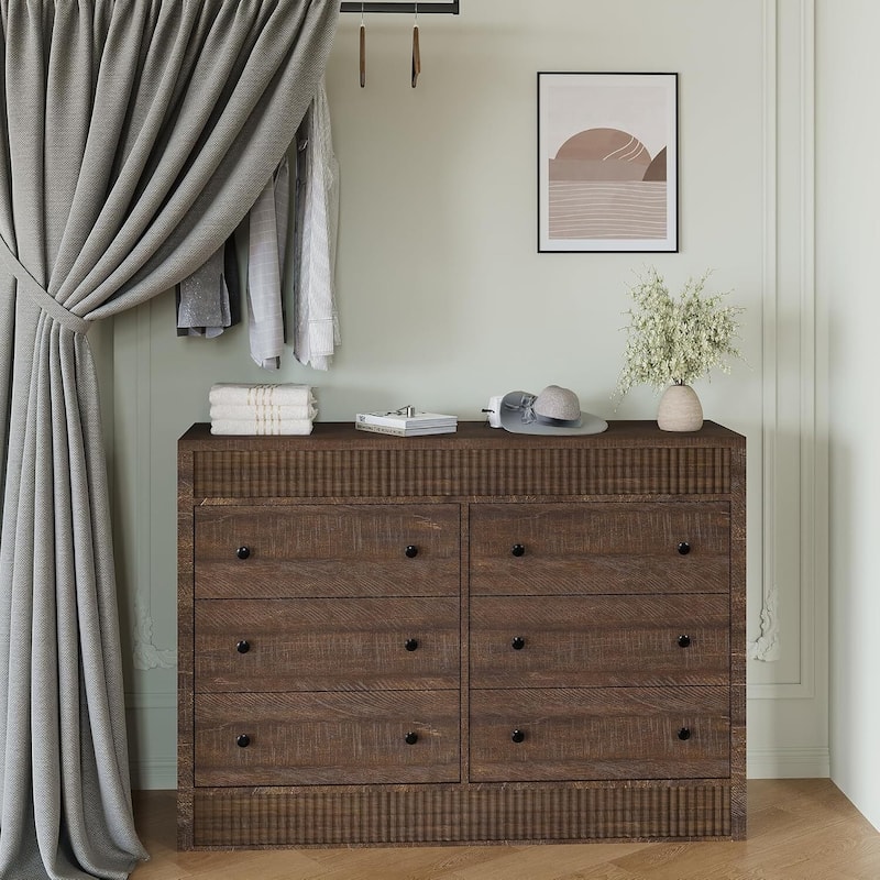 6 Drawer Dresser Storage Organizer for Living Room, Bedroom, Hallway