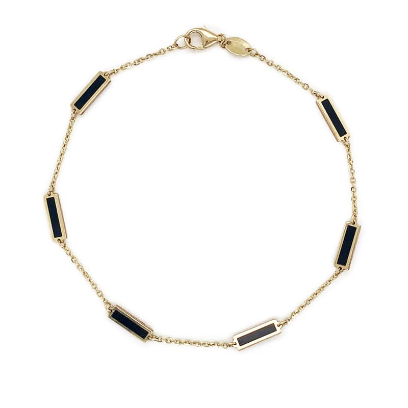 Joelle Collection Onyx Stackable Bar Bracelet - 14K Gold Onyx Bracelet