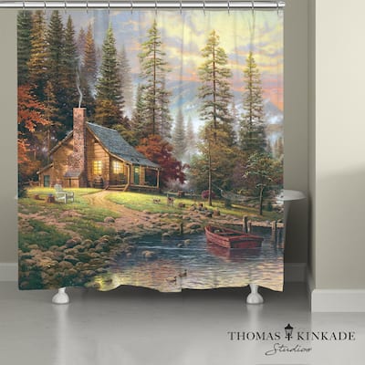 Thomas Kinkade A Peaceful Retreat Shower Curtain by Laural Home