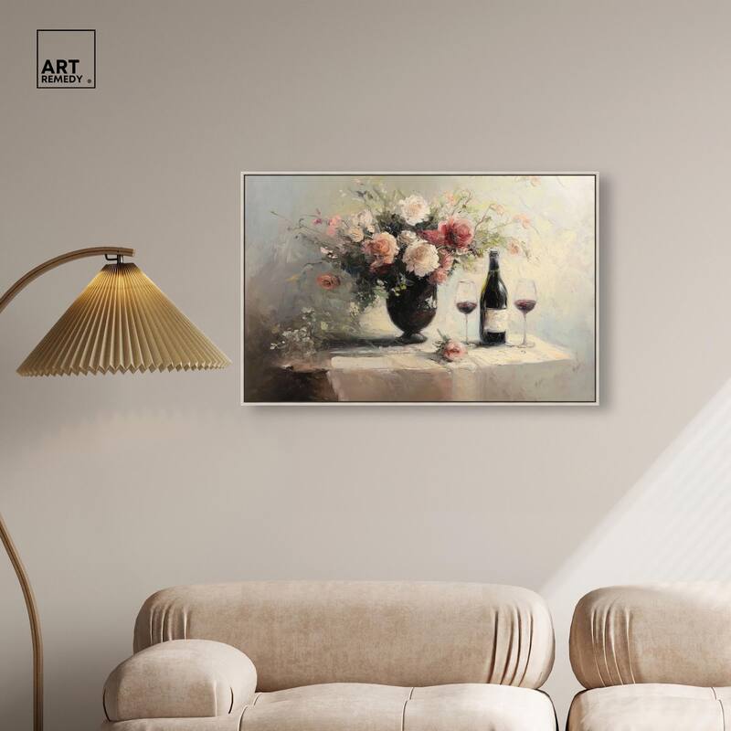 Roses and Red Wine Canvas by Art Remedy