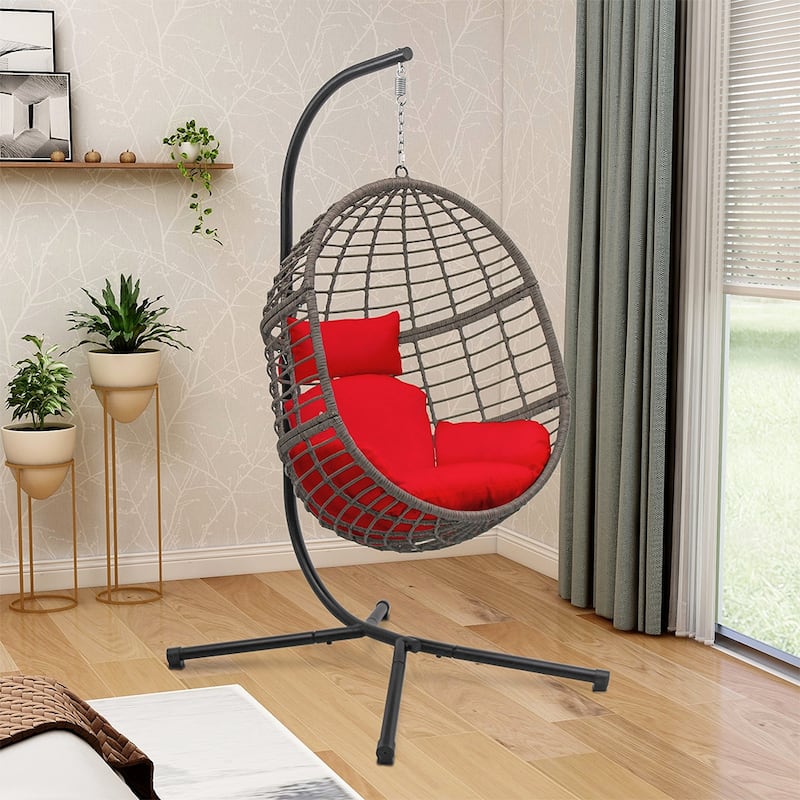 Maypex Outdoor Wicker Basket Swing Chair with Stand