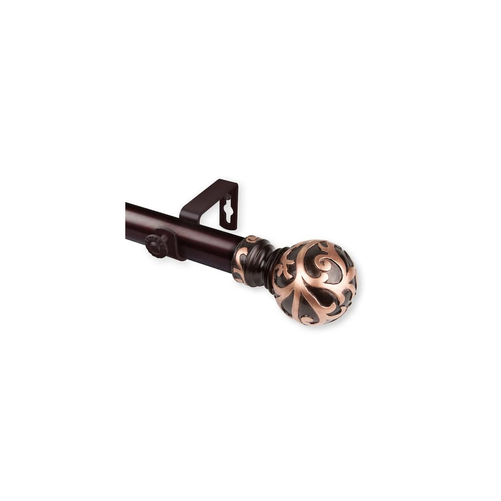 French Country Curtain Rod - Adjustable Single Rod 160-240 Inch - Bronze Drapery Rod for Windows - M